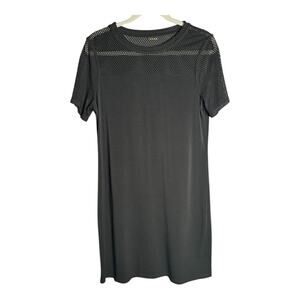 Michael Kors Black Short Sleeve Shift Dress With Mesh Top Size Medium